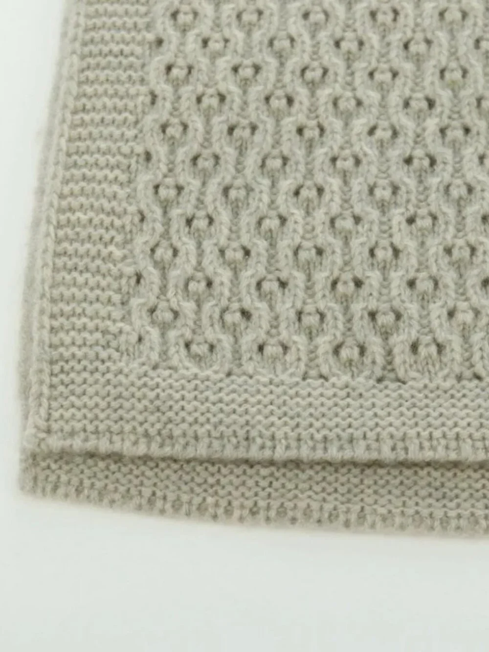 CHANEL COCO Mark Scarf Cashmere Beige Silver CC Auth BA11371V